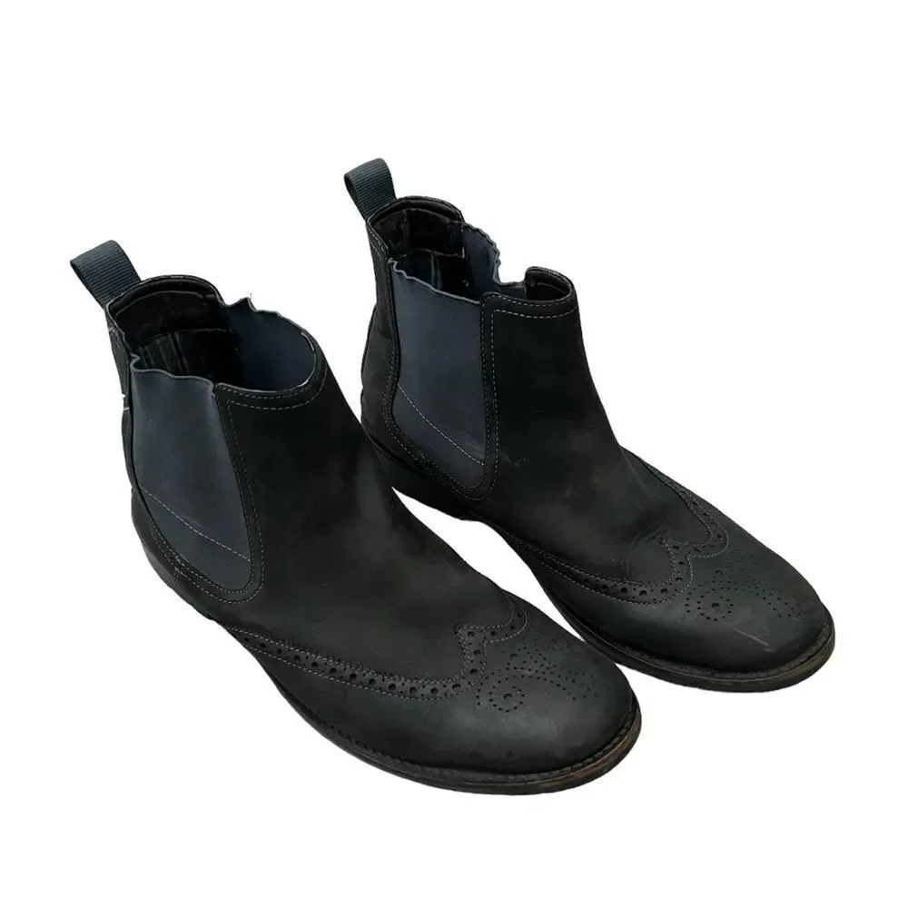Clarks Garnet Wingtip Chelsea Boot Dark Grey Leather 11 M